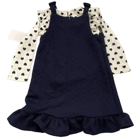 RARE EDITIONS Toddler Girls Knit Jumper with Heart Pattern Top - Picture 3 of 7